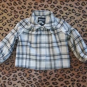 Grey and Black Wool Plaid Bolero Jacket